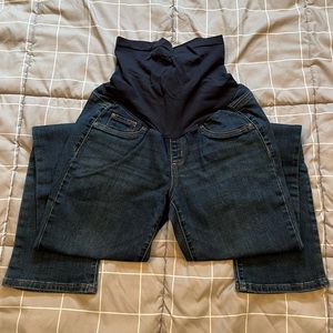 Maternity straight leg jeans, dark wash, Medium Long
